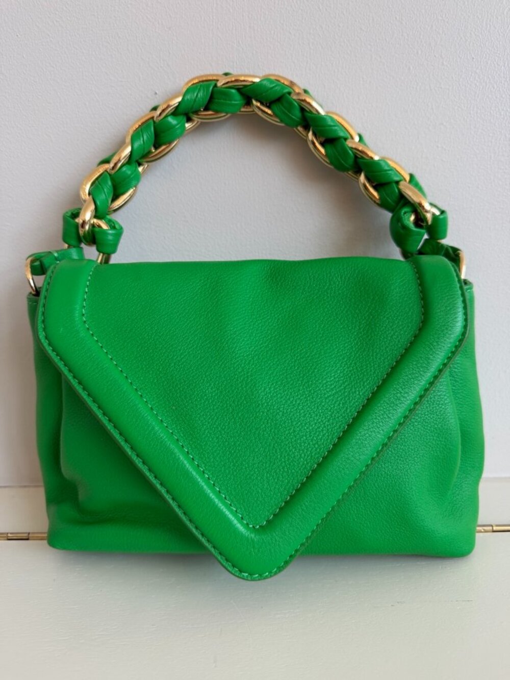 Vince Camuto Lyona Lotus Green Leather Chain Handle Handbag